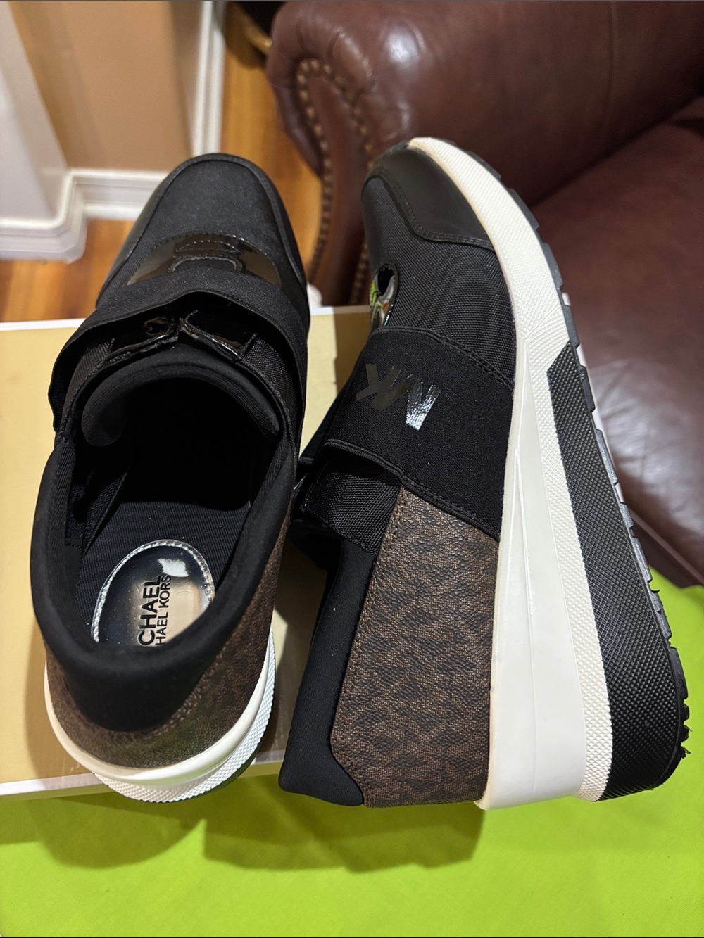 Michael Kors Black Slip-On Sneakers with Gloss Accents